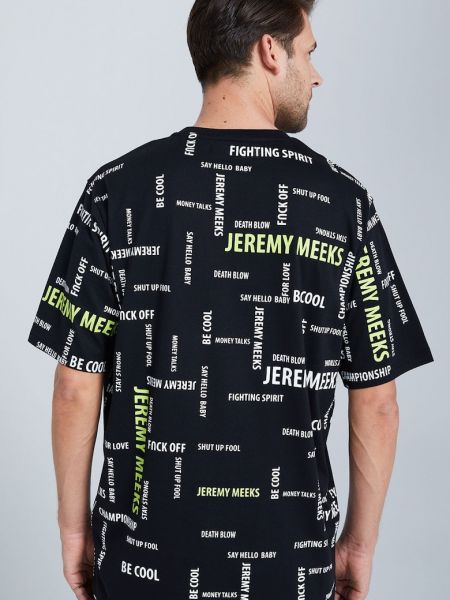 Хлопковая футболка с надписями Jeremy Meeks зеленая