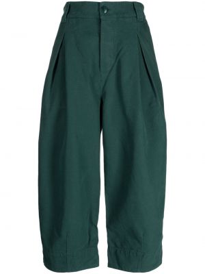Pantaloni din bumbac plisate Toogood verde