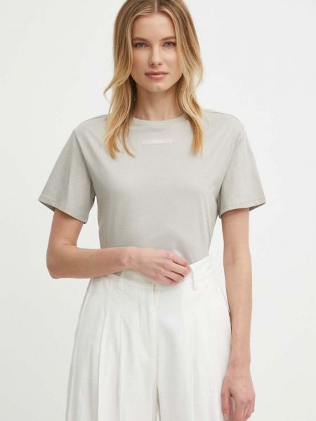 Koszulka bawełniana Calvin Klein beżowa