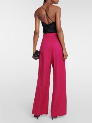 Spodnie z wysoką talią wełniane relaxed fit Nina Ricci różowe