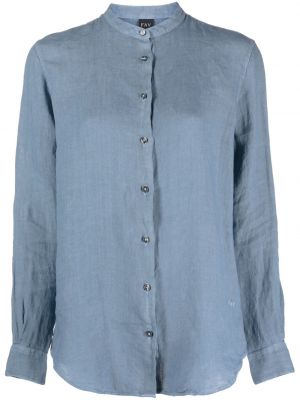 Lněná košile s knoflíky se stojáčkem Fay - modrá
