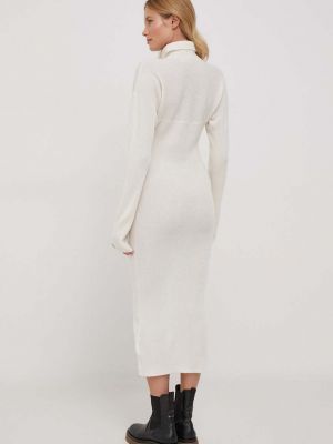 Gyapjú testhezálló hosszú ruha Calvin Klein bézs