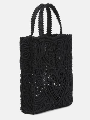 Čipkovaná nákupná taška Dolce&gabbana čierna