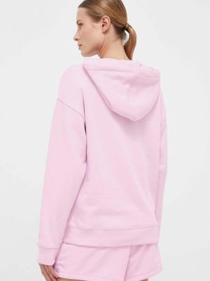 Bavlněná mikina s kapucí s potiskem Adidas Originals růžová