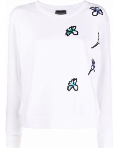Jersey de flores con estampado de tela jersey Emporio Armani blanco