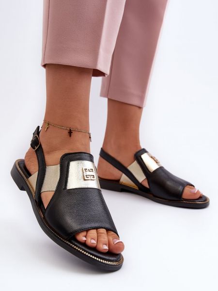 Kožne sandale s remenčićima Kesi crna