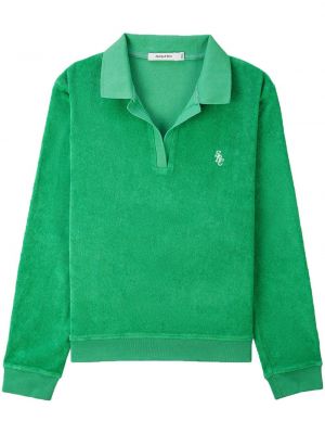Medvilninis siuvinėtas polo marškinėliai Sporty & Rich žalia