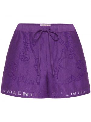 Čipkované šortky Valentino fialová