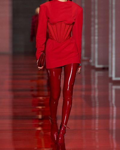 Vlněné mini šaty Versace červené
