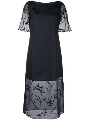 Prozirni midi haljina Armani Exchange plava