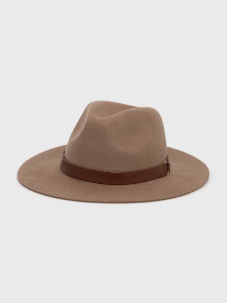Vlněný klobouk Lauren Ralph Lauren hnědá barva, vlněný