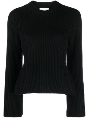 Кашмирен пуловер с кръгло деколте Loulou Studio черно