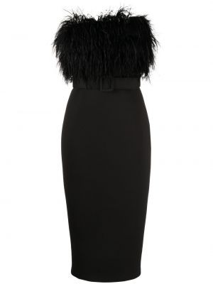 Коктейлна рокля с пера Badgley Mischka черно