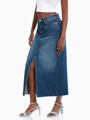 Spódnica jeansowa Bershka - niebieski