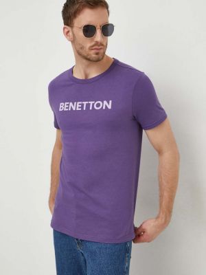 Koszulka bawełniana z nadrukiem United Colors Of Benetton fioletowa