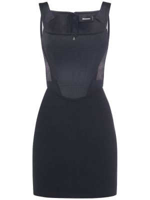 Krepové mini šaty Dsquared2 černé