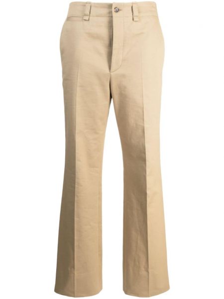 Bavlněné rovné kalhoty Saint Laurent béžové