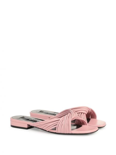 Pletené kožené sandály Sergio Rossi růžové