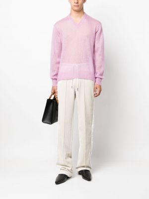 Mohérový průsvitný svetr Tom Ford růžový