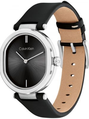 Кожаные часы Calvin Klein черные