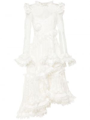 Вечерна рокля на цветя Zimmermann бяло