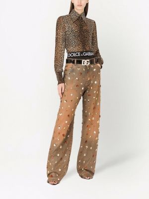 Kristallidega sirged teksapüksid Dolce & Gabbana oranž