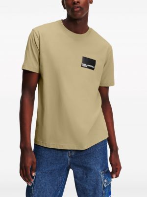 Kokvilnas t-krekls ar apdruku Karl Lagerfeld Jeans bēšs