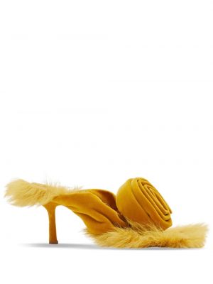 Kvetinové zamatové sandále Burberry žltá