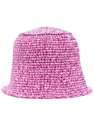 Dzianinowy kapelusz By Far różowy