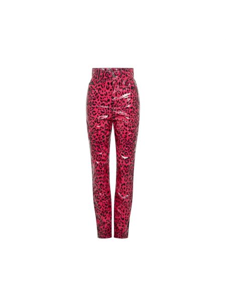 Spodnie skinny fit w panterkę Dolce And Gabbana różowe