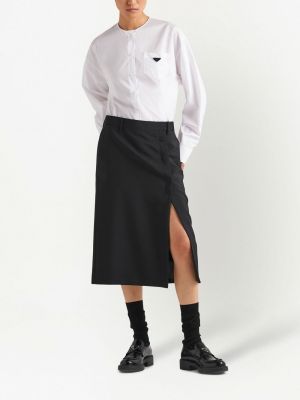 Midi sijonas su sagomis Prada juoda