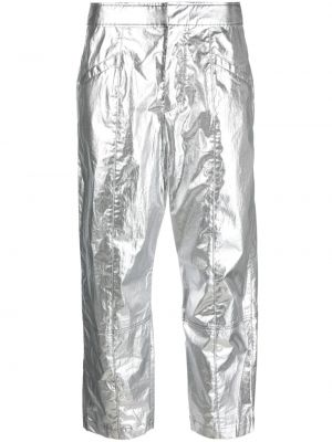 Pantaloni din bumbac Isabel Marant argintiu