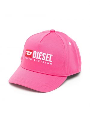 Puuvilla kirjonta lippalakki tytöille Diesel Kids pinkki