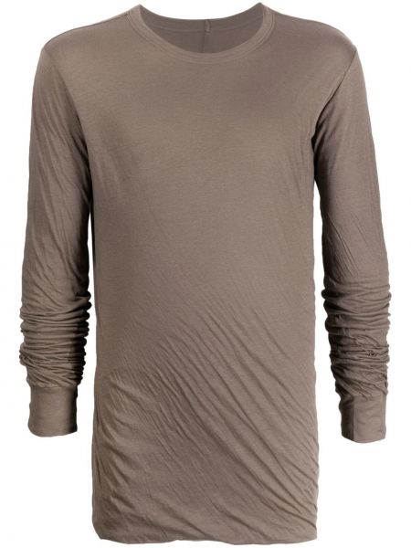T-shirt a maniche lunghe con scollo tondo Rick Owens marrone