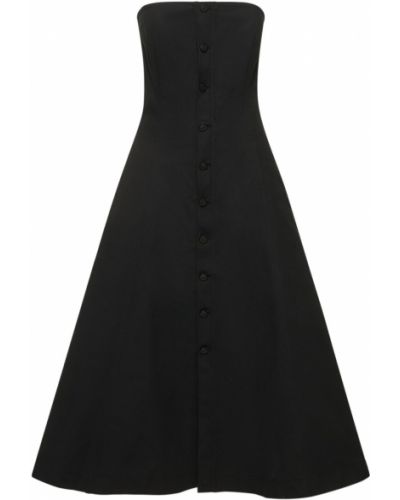 Bombažna midi obleka Ralph Lauren Collection črna