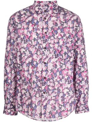 Květinová bavlněná košile Isabel Marant fialová