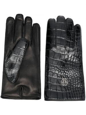 Rękawiczki skórzane Philipp Plein czarne
