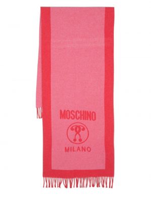Fular de lână cu imagine Moschino roz