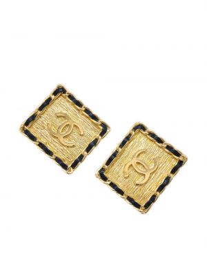Kožené náušnice Chanel Pre-owned zlatá