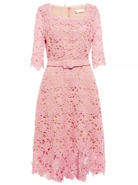Sukienka midi koronkowa Oscar De La Renta różowa
