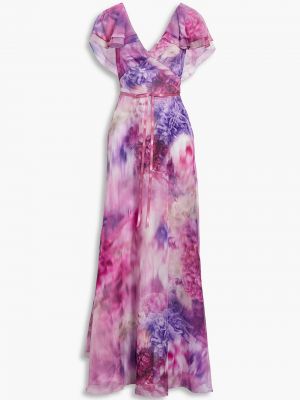 Sukienka z szyfonu z printem Marchesa Notte, fioletowy