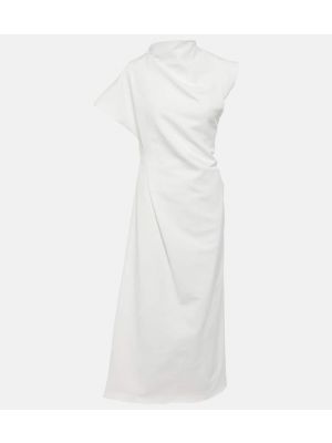 Rochie midi din bumbac drapată Tove alb