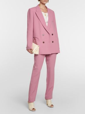 Proste spodnie z wysoką talią wełniane Blazã© Milano różowe