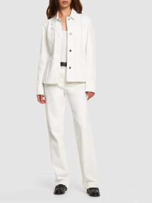 Jeansy z wysoką talią bawełniane relaxed fit Ferragamo białe