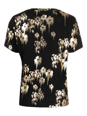 Geblümte t-shirt aus baumwoll mit print Cynthia Rowley schwarz