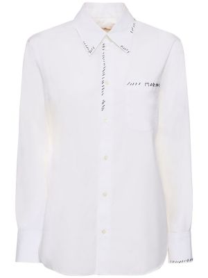 Памучна риза Marni бяло