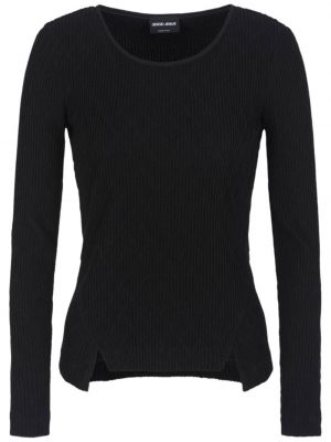 Slim fit pulover iz žakarda Giorgio Armani črna