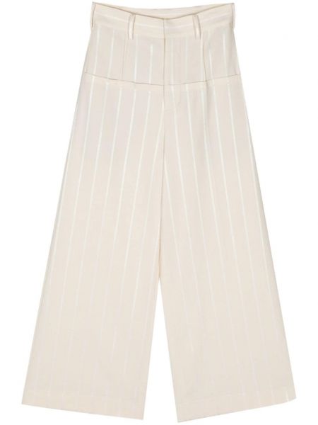 Pruhované kalhoty relaxed fit Uma Wang bílé