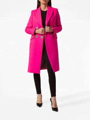 Woll mantel mit kristallen Philipp Plein pink