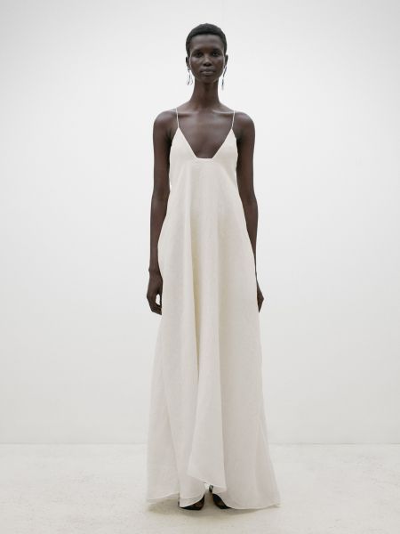 Длинное платье Massimo Dutti белое